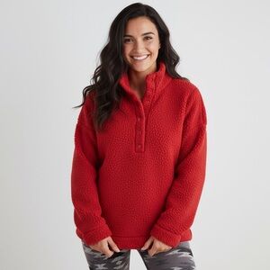 Aerie Vibrant Red Sherpa Pullover